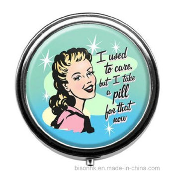 Metal Round Pill Holder, Portable Pill Case